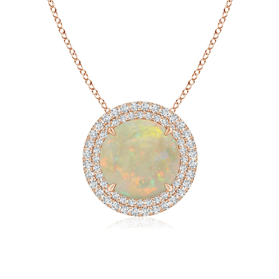 GIA Certified Opal Double Halo Pendant