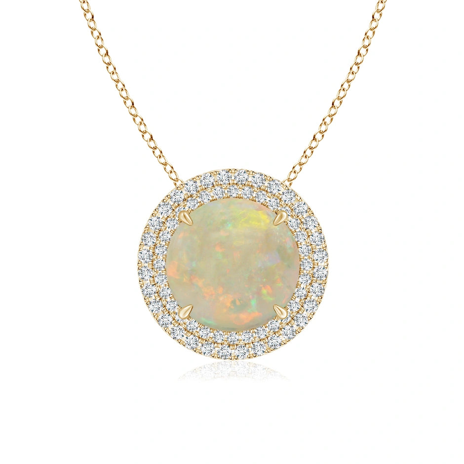 GIA Certified Opal Double Halo Pendant