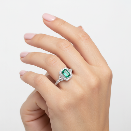 18K Colombian Emerald Gold Ring