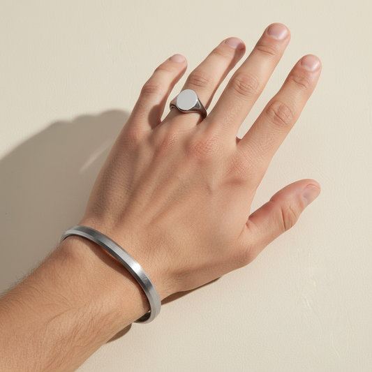 Homme Engravable Cuff Bracelet in Silver