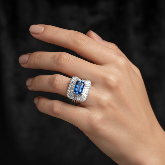 4.51ct Ceylon Sapphire and Diamond Ring