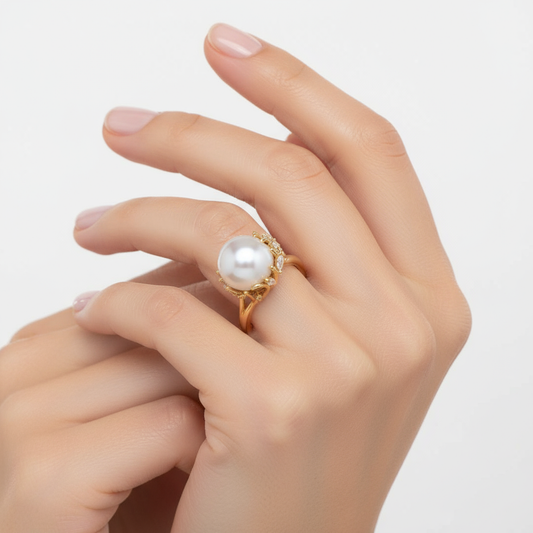 Cotillion Cultured Pearl and Diamond Cocktail Ring