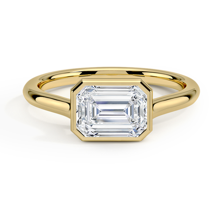 Luna East-West Bezel Solitaire Ring in 18K