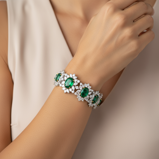 44.94ctw Zambian Emerald and Diamond Bracelet