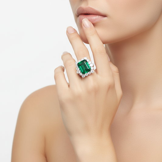 19.43ct Zambian Emerald and Diamond Ring