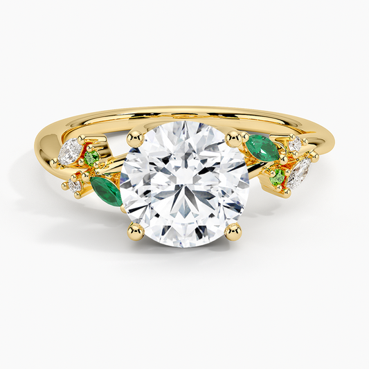 Arden Diamond Ring with Lab Emerald Accents