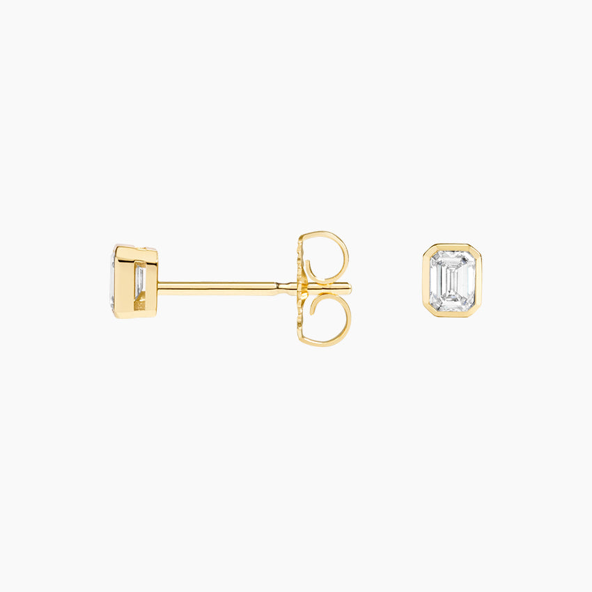 Emerald Cut Lab Diamond Bezel Stud Earrings (1/4 ct. tw.) in 14K Yellow Gold
