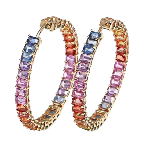 Multi color sapphire hoops