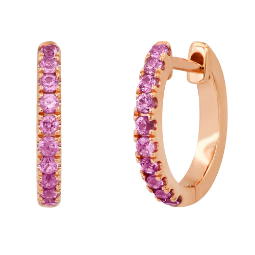 Pink sapphire hoops