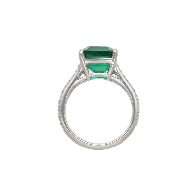 White Gold, 4.95ct Zambian Emerald and Diamond Ring