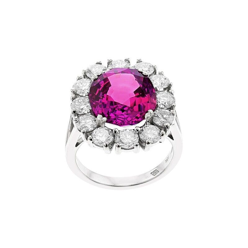White Gold, 10.46ct Ceylon Pink Sapphire and Diamond Ring