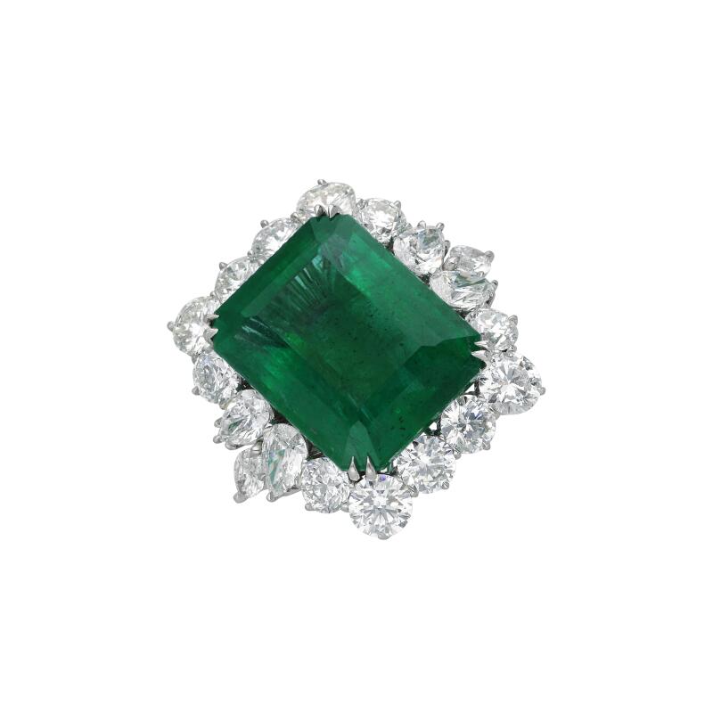 19.43ct Zambian Emerald and Diamond Ring