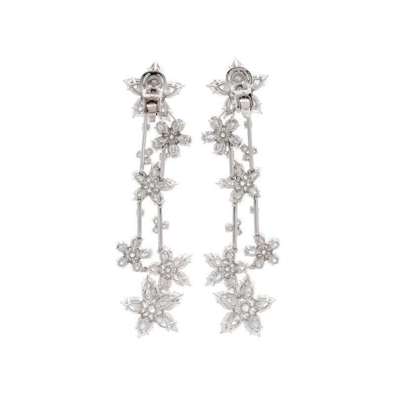 White Gold and Diamond Floral Drop Earrings