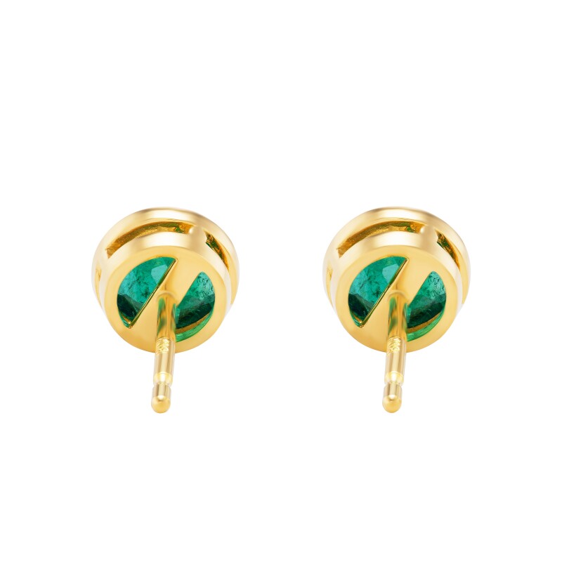 Gold and 1.30ctw Emerald Stud Earrings