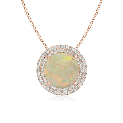 GIA Certified Opal Double Halo Pendant