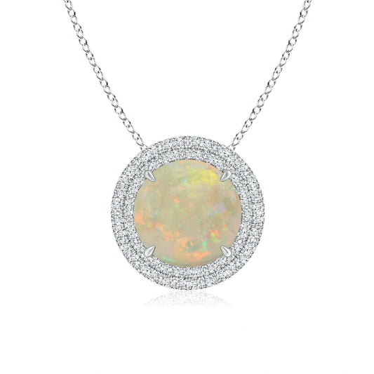 GIA Certified Opal Double Halo Pendant