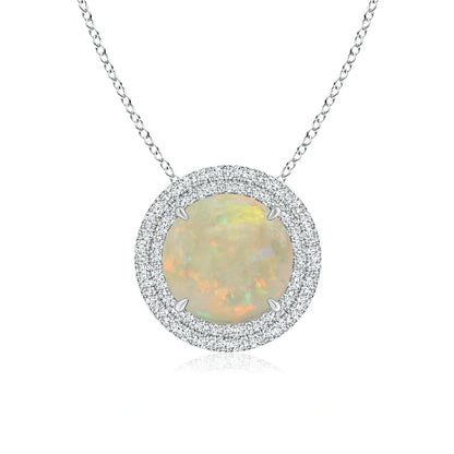 GIA Certified Opal Double Halo Pendant