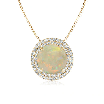 GIA Certified Opal Double Halo Pendant