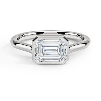 Luna East-West Bezel Solitaire Ring in 18K