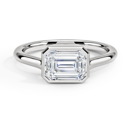 Luna East-West Bezel Solitaire Ring in 18K