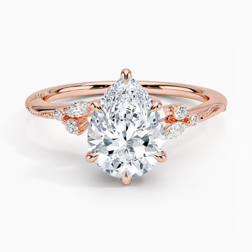 Camellia Milgrain Diamond Ring