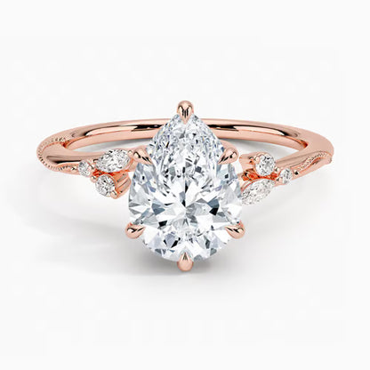 Camellia Milgrain Diamond Ring