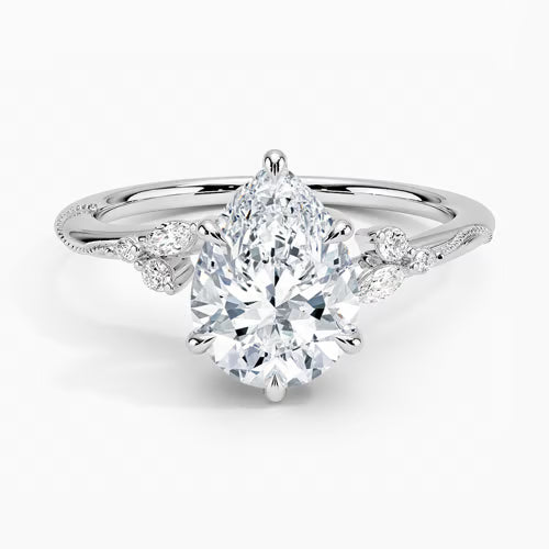 Camellia Milgrain Diamond Ring