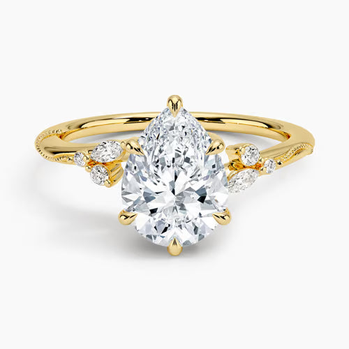 Camellia Milgrain Diamond Ring