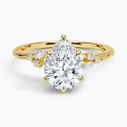 Camellia Milgrain Diamond Ring