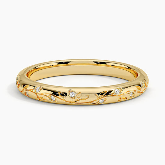Verdure Engraved Diamond Ring