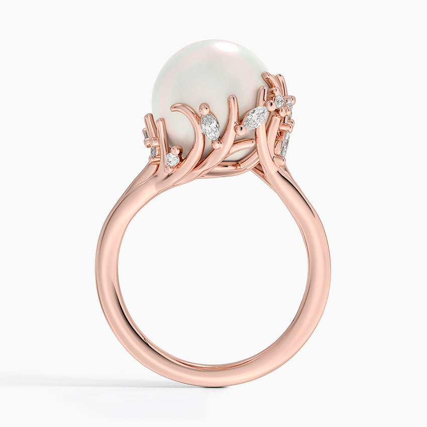 Cotillion Cultured Pearl and Diamond Cocktail Ring
