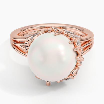 Cotillion Cultured Pearl and Diamond Cocktail Ring