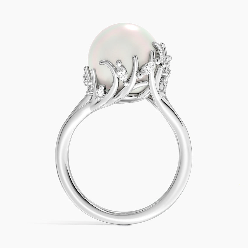 Cotillion Cultured Pearl and Diamond Cocktail Ring