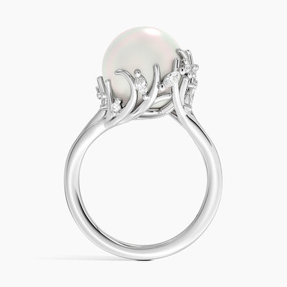 Cotillion Cultured Pearl and Diamond Cocktail Ring