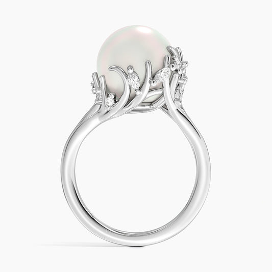 Cotillion Cultured Pearl and Diamond Cocktail Ring