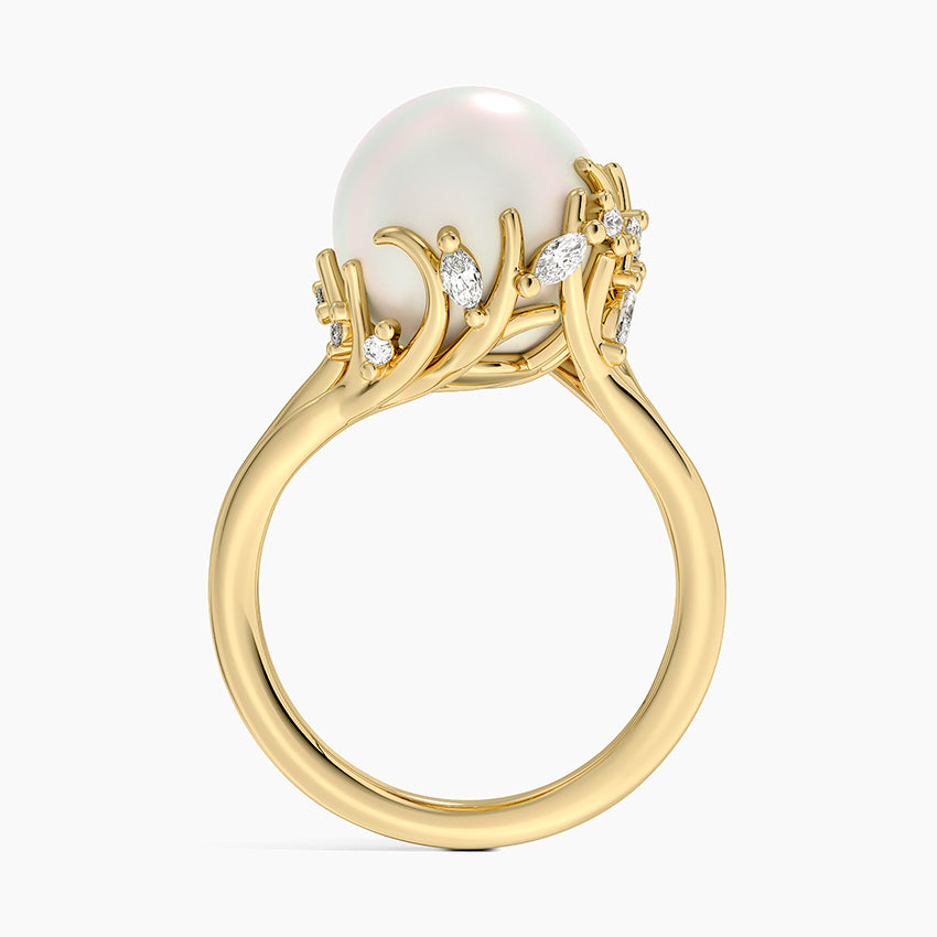 Cotillion Cultured Pearl and Diamond Cocktail Ring