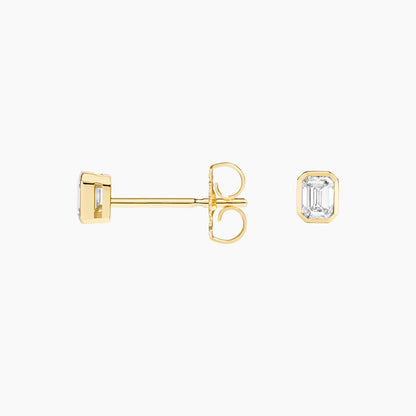 Emerald Cut Lab Diamond Bezel Stud Earrings (1/4 ct. tw.) in 14K Yellow Gold