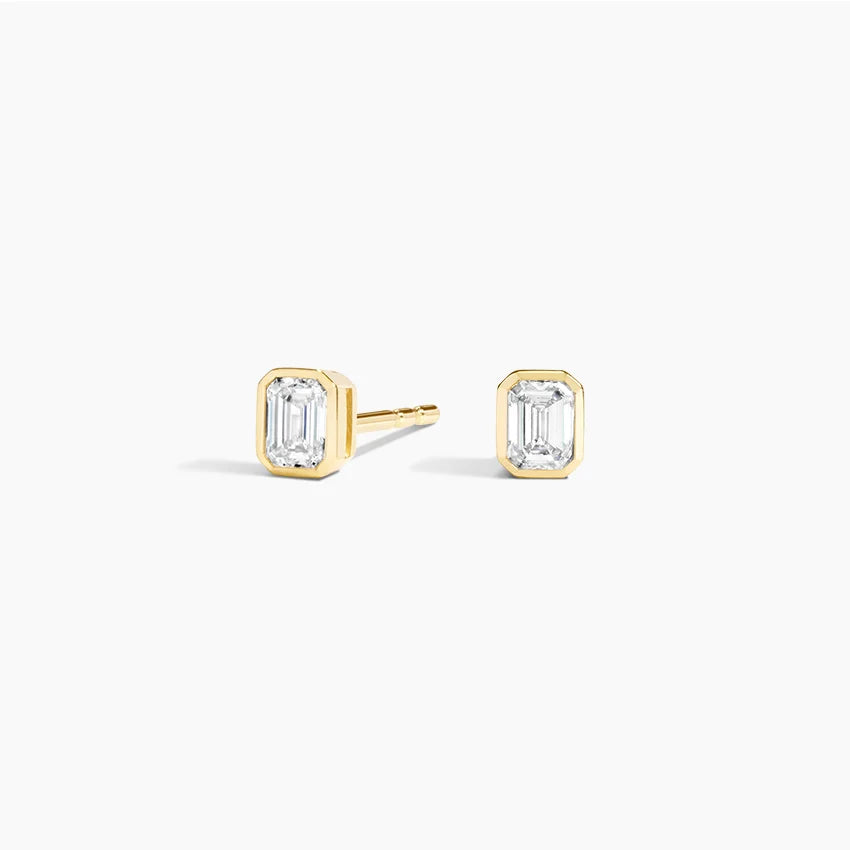 Emerald Cut Lab Diamond Bezel Stud Earrings (1/4 ct. tw.) in 14K Yellow Gold