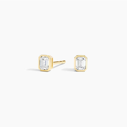 Emerald Cut Lab Diamond Bezel Stud Earrings (1/4 ct. tw.) in 14K Yellow Gold