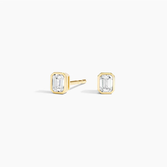 Emerald Cut Lab Diamond Bezel Stud Earrings (1/4 ct. tw.) in 14K Yellow Gold