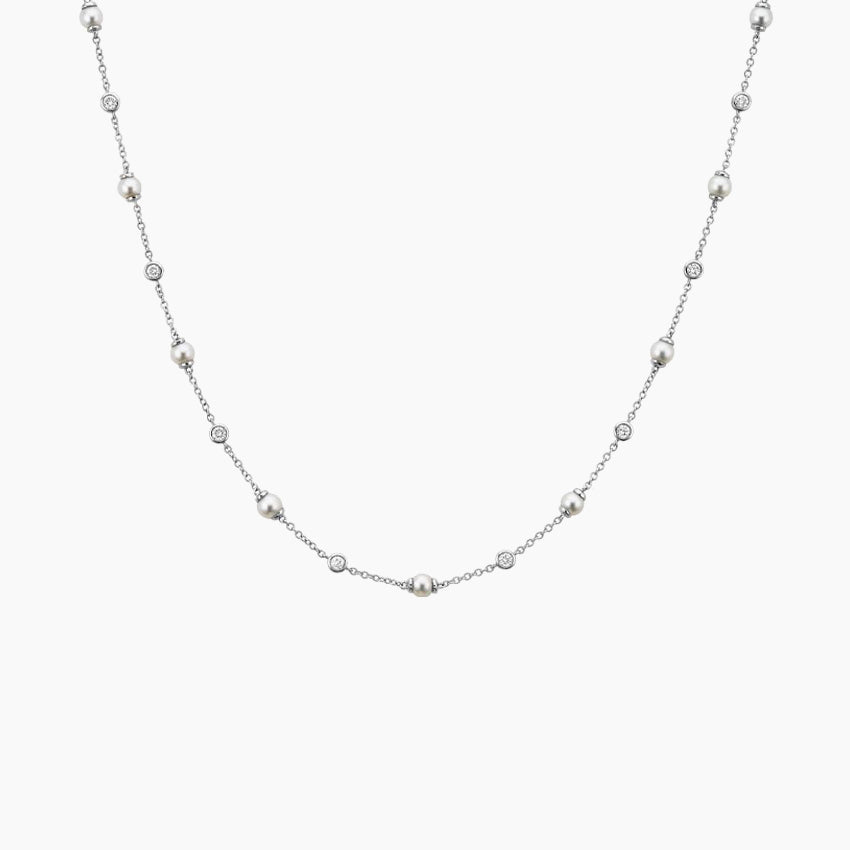 Athena Premium Akoya Cultured Pearl and Diamond Strand Necklace (3/8 ct. tw.)
