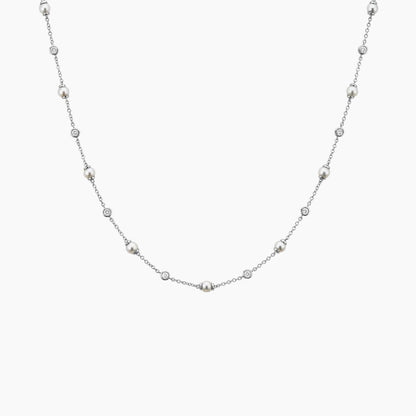 Athena Premium Akoya Cultured Pearl and Diamond Strand Necklace (3/8 ct. tw.)