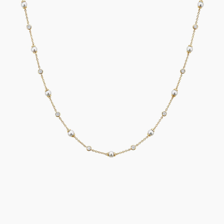 Athena Premium Akoya Cultured Pearl and Diamond Strand Necklace (3/8 ct. tw.)