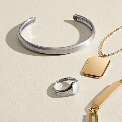 Homme Engravable Cuff Bracelet in Silver
