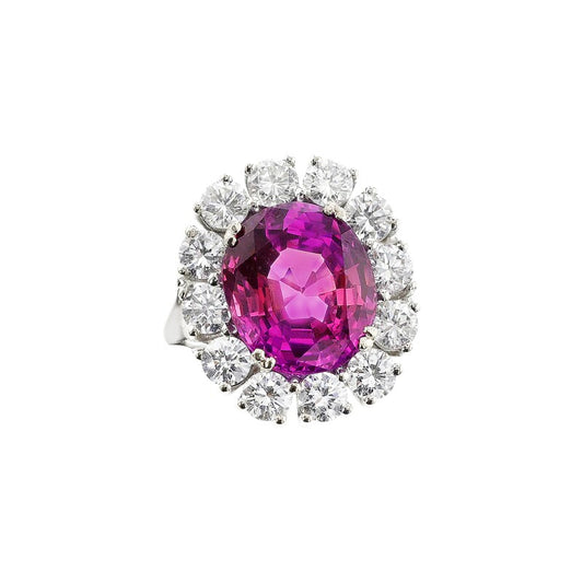 10.46ct Ceylon Pink Sapphire and Diamond Ring
