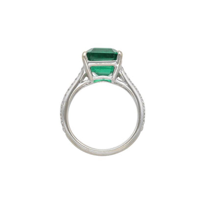 White Gold, 4.95ct Zambian Emerald and Diamond Ring
