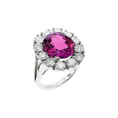 10.46ct Ceylon Pink Sapphire and Diamond Ring