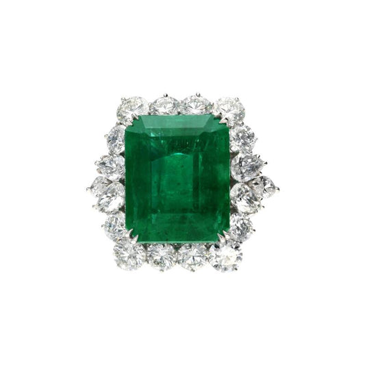 19.43ct Zambian Emerald and Diamond Ring