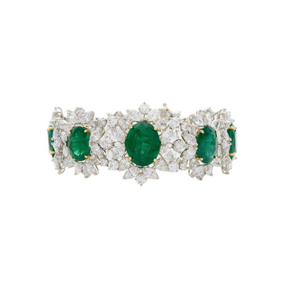 44.94ctw Zambian Emerald and Diamond Bracelet