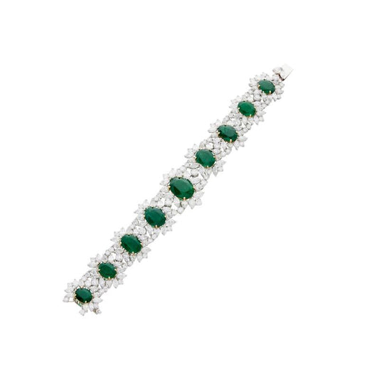 44.94ctw Zambian Emerald and Diamond Bracelet